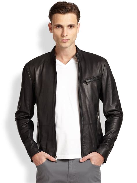 michael michael kors black leather jacket|Michael Kors leather jacket men.